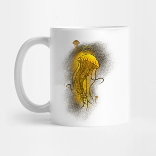 Floating golden jellyfish Mug